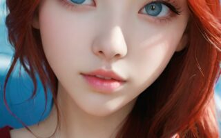 AI girl with red hair wallpaper