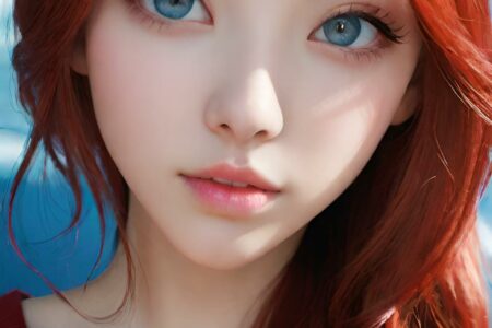 AI girl with red hair wallpaper