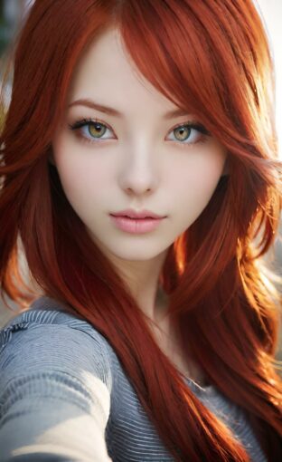 AI girl with red hair wallpaper