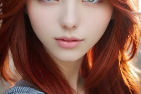 AI girl with red hair wallpaper
