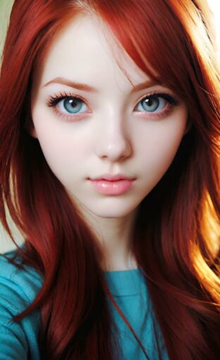 AI girl with red hair wallpaper