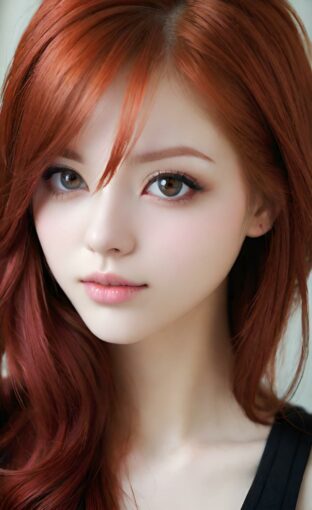 AI girl with red hair wallpaper