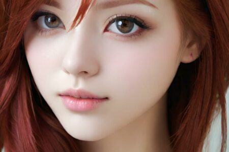 AI girl with red hair wallpaper