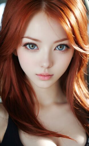 AI girl with red hair wallpaper