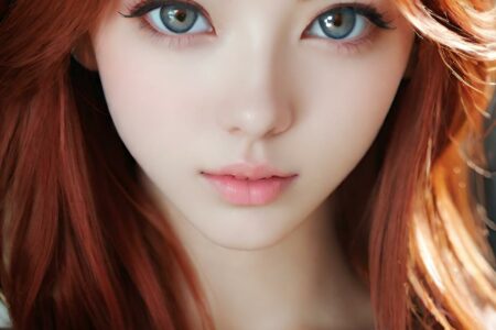 AI girl with red hair wallpaper
