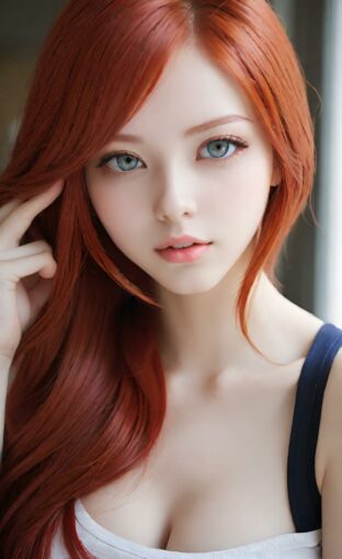 AI girl with red hair wallpaper