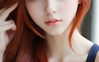 AI girl with red hair wallpaper