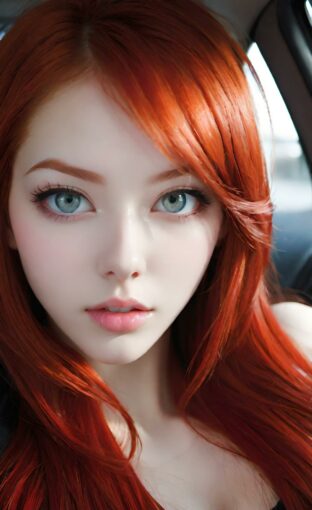 AI girl with red hair wallpaper