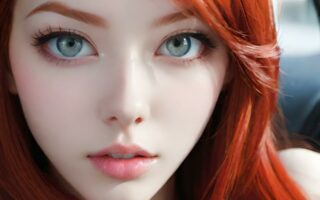 AI girl with red hair wallpaper