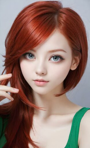 AI girl with red hair wallpaper