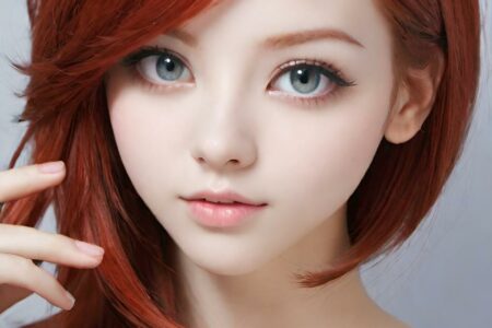 AI girl with red hair wallpaper