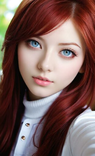 AI girl with red hair wallpaper
