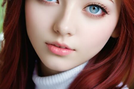 AI girl with red hair wallpaper