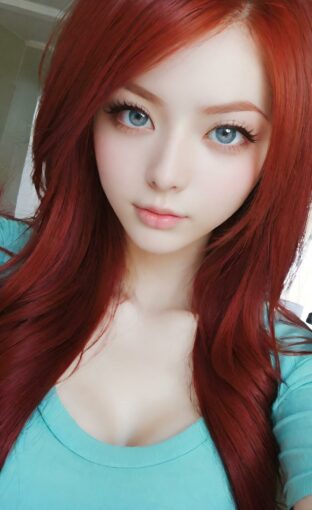 AI girl with red hair wallpaper