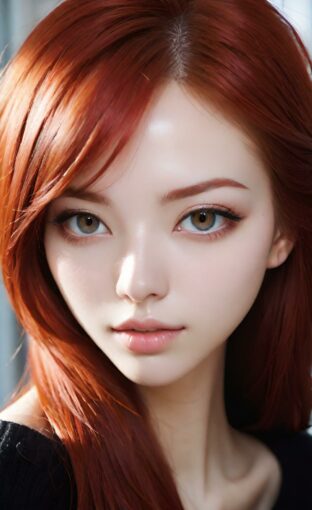 AI girl with red hair wallpaper