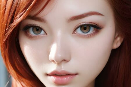 AI girl with red hair wallpaper