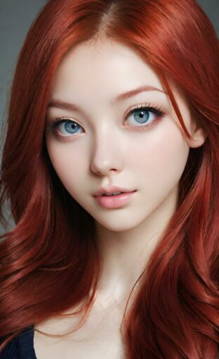 AI girl with red hair wallpaper