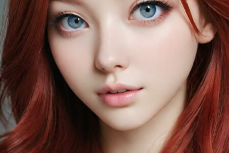 AI girl with red hair wallpaper