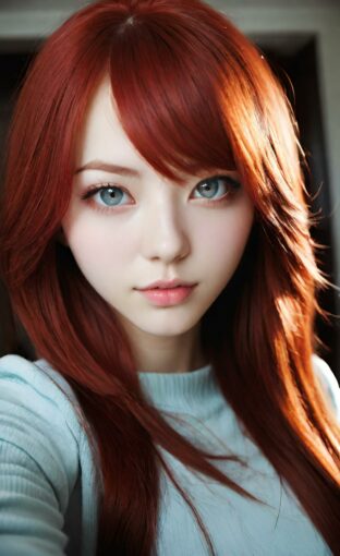 AI girl with red hair wallpaper