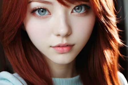 AI girl with red hair wallpaper