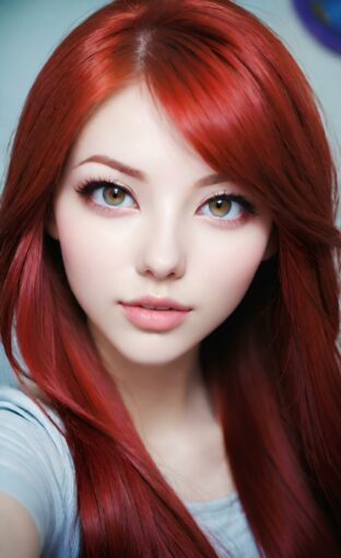 AI girl with red hair wallpaper