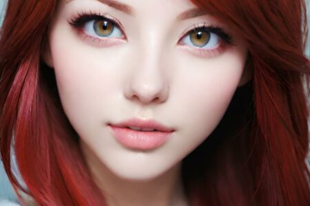 AI girl with red hair wallpaper