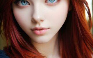 AI girl with red hair wallpaper