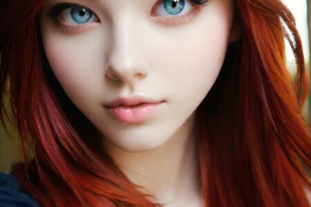 AI girl with red hair wallpaper