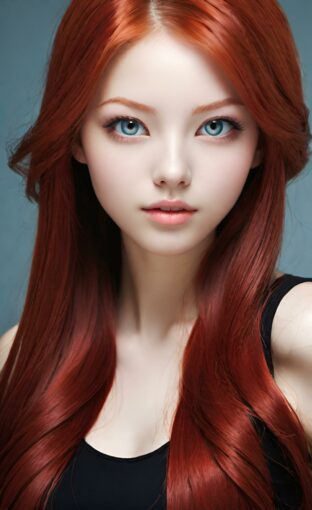 AI girl with red hair wallpaper