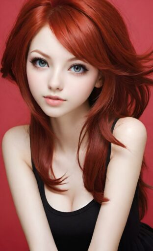 AI girl with red hair wallpaper