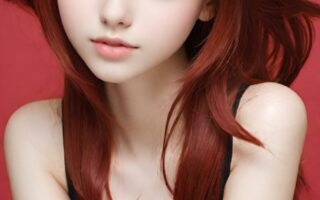 AI girl with red hair wallpaper