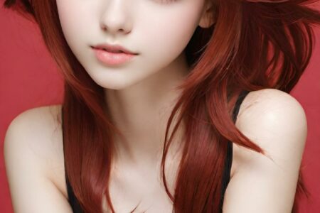 AI girl with red hair wallpaper