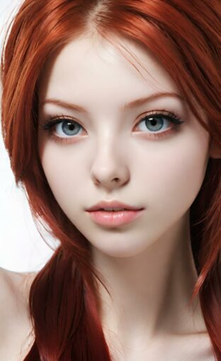 AI girl with red hair wallpaper