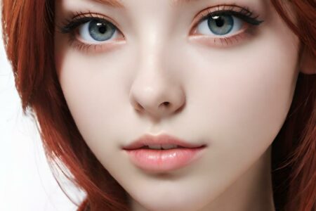 AI girl with red hair wallpaper