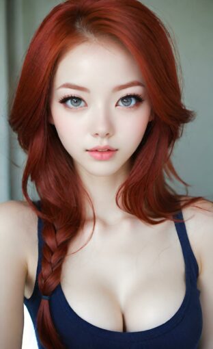 AI girl with red hair wallpaper