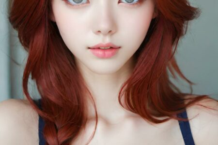 AI girl with red hair wallpaper