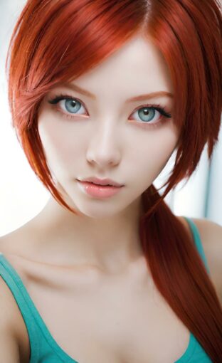 AI girl with red hair wallpaper