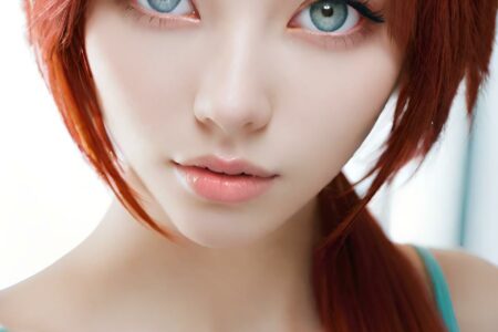 AI girl with red hair wallpaper