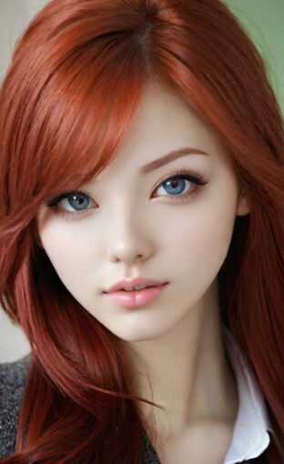 AI girl with red hair wallpaper