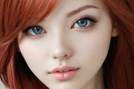 AI girl with red hair wallpaper