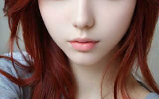 AI girl with red hair wallpaper