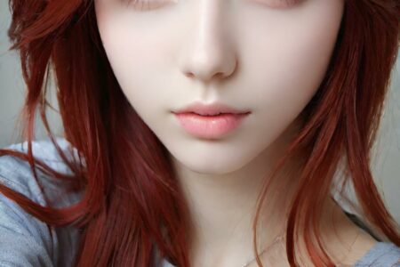 AI girl with red hair wallpaper