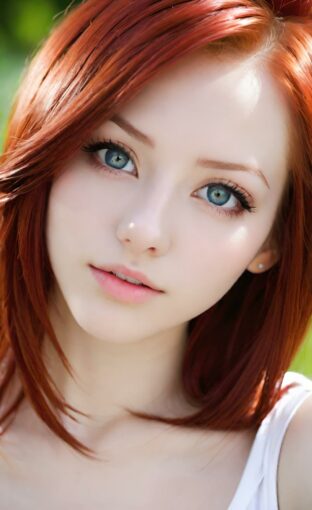 AI girl with red hair wallpaper