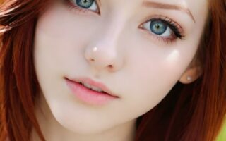 AI girl with red hair wallpaper