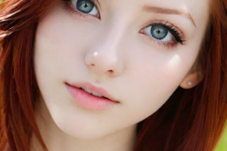 AI girl with red hair wallpaper