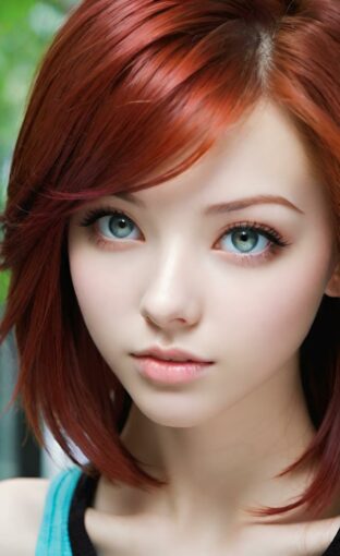 AI girl with red hair wallpaper