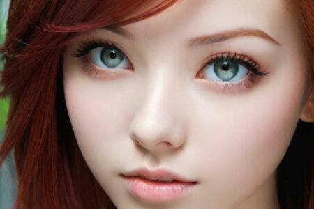AI girl with red hair wallpaper