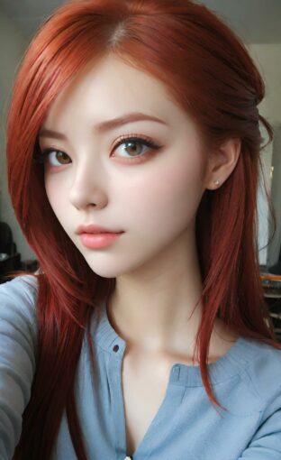 AI girl with red hair wallpaper