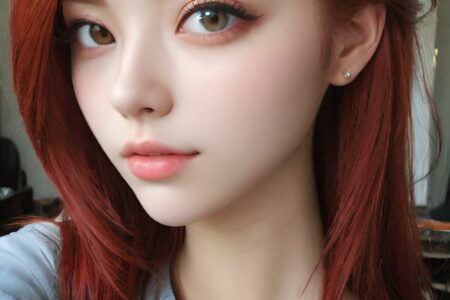 AI girl with red hair wallpaper