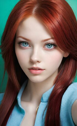 AI girl with red hair wallpaper